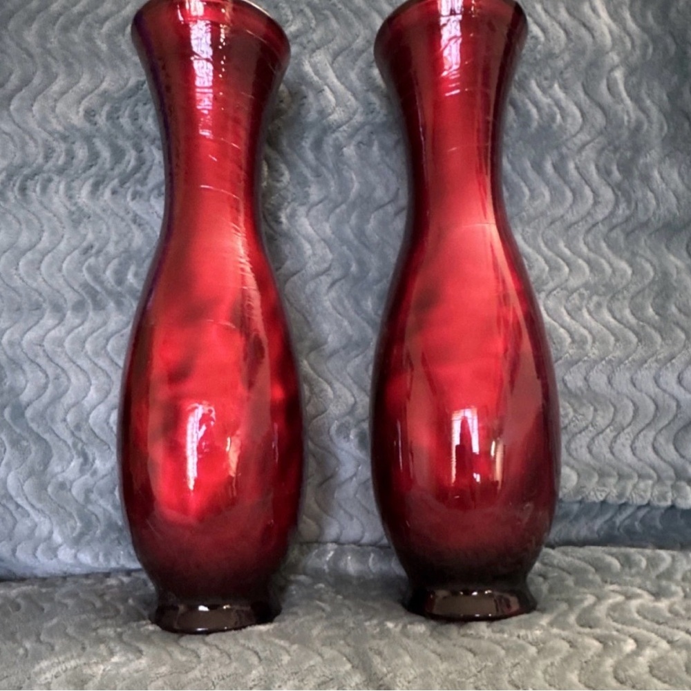 Elegant Red Glass Vases